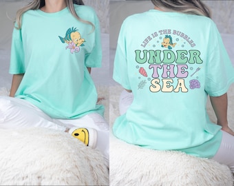 Flounder Life if the Bubbles- Double Sided Tee | Little Mermaid | Comfort Colors | Pastels | Ariel Sebastian Eric