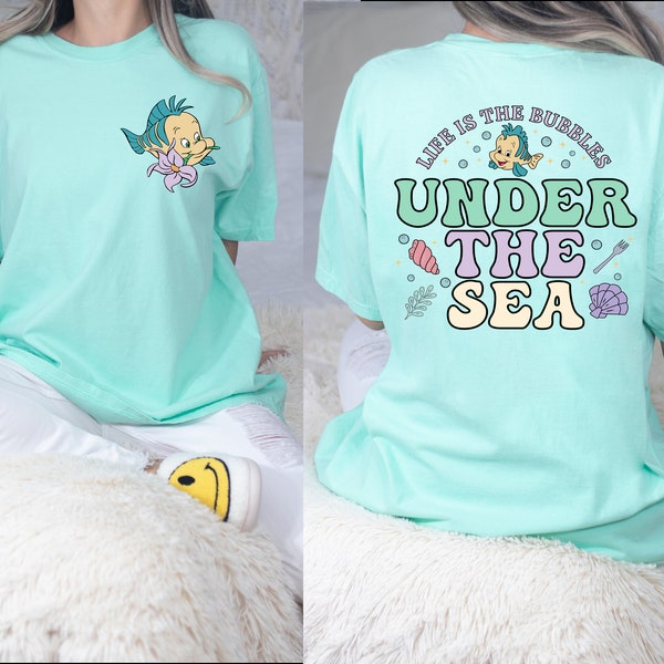 Flounder Life if the Bubbles- Double Sided Tee | Little Mermaid | Comfort Colors | Pastels | Ariel Sebastian Eric