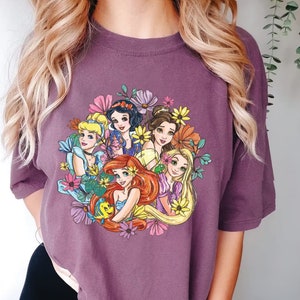 Princess Shirt  Floral collage| Belle Cinderella Ariel Rapunzel Snow White | Magic Kingdom Shirt| Valentine&#39;s Day | Couple Gift | Vacation