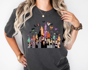 Princesses Halloween Castle Tee, Princess Halloween Shirt, Halloween Balloons Shirt, Jasmine, Mulan, Tiana, Ariel, Cinderella, Elsa, Belle