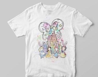Camiseta de Pascua con Castillo de Princesa, camiseta de Princesa Conejito de Pascua, camiseta de Princesa con Acuarela Pastel, camiseta de Princesa de Primavera, camiseta de Pascua con Reino Mágico