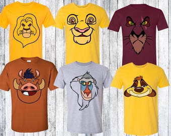 Camiseta con cara de disfraz del Rey León, camisetas de disfraces de Halloween, fiesta de Halloween no tan aterradora, camisetas del Reino Animal, camiseta de Simba, disfraz de cara personalizado