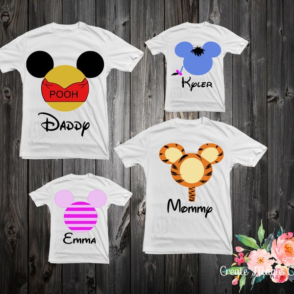 Pooh bear and friends family matching couples custom shirts! Pooh,Tigger, Piglet, Eeyore! infant-6X!