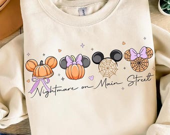 Camiseta de Mickey Pumpkin Coquette de Pesadilla en la calle principal, camiseta de Halloween de Magic Kingdom, camiseta de Mickey Halloween, camiseta de calabaza femenina, camisetas familiares