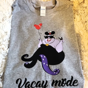 Ursula Shirt - &quot;Vacay Mode&quot; mickey ears, bar, balloon | Custom Vacation shirt| Little Mermaid,  Villain  | Infant - Adult 6x