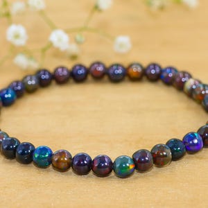 Natural Fire Black Opal Balls Bracelet For Women