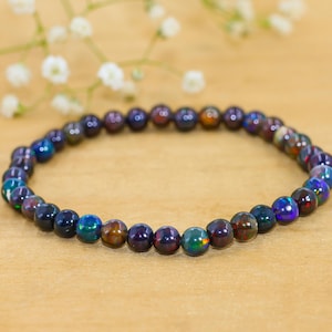 Natural Fire Black Opal Balls Bracelet For Women