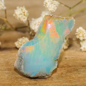 10.85 Crt Ethiopian Opal Rough Rainbow Fire Opal Making Pendant