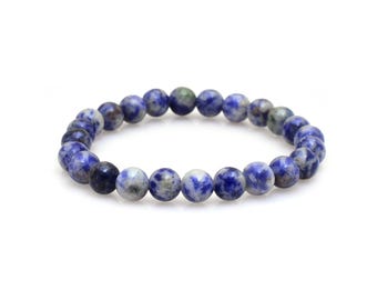 SODALITE Bracelet Handmade Stretch Fit, Natural Gems, Healing Gemstone