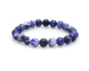 SODALITE Bracelet Handmade Stretch Fit, Natural Gems, Healing Gemstone