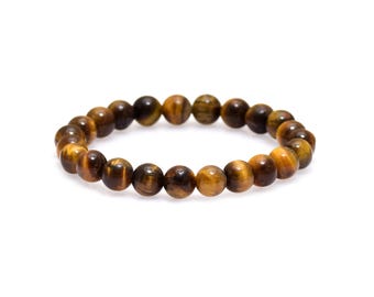 TIGER EYE Bracelet Handmade Stretch Fit, Natural Gems, Healing Gemstone
