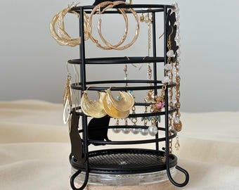 Rotating Jewelry Organizer Stand,Spinning Animal Jewelry Carousel,Elegant Earring & Necklace Holder,Christmas Birthday Anniversary Gift