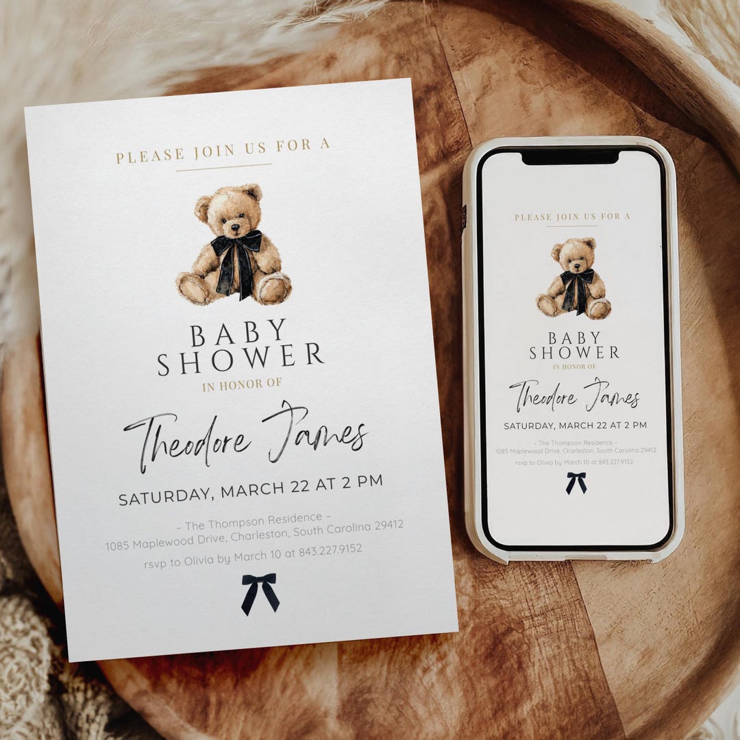 Polo Teddy Bear Baby Shower Invitation | Preppy Boy Baby Shower Invite ...