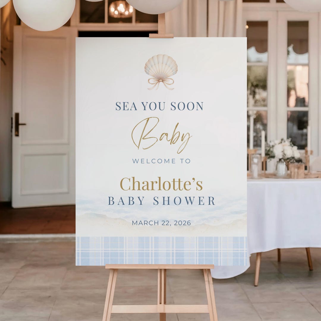 Sea You Soon Baby Shower Welcome Sign Template | Coastal Baby Shower ...