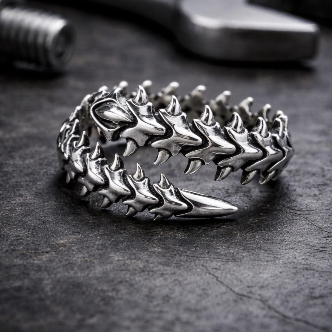 Stainless Steel Centipede Ring | Rings for Men | Skeleton Bone Ring ...