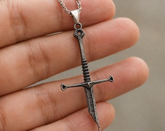 Sword Pendant Necklace for Men Women, Gothic Dagger Necklace, Medieval Sword Charm, Minimalist Unisex Jewelry, Aesthetic Chain Gift