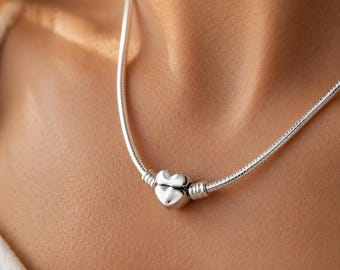 S925 Sterling Silver Pandora Heart Clasp Snake Chain Necklace,Gift Trendy Jewelry,Mother's Day Gift,Gift For her