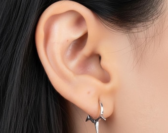 Sterling Silver Spike Huggie Earrings: Gold Plated Statement Hoops