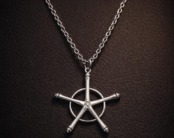 Anime Archer Cross Necklace | Silver Cosplay Amulet | Spiritual Symbol Pendant | Zinc Alloy Jewellery | Anime Inspired Gift