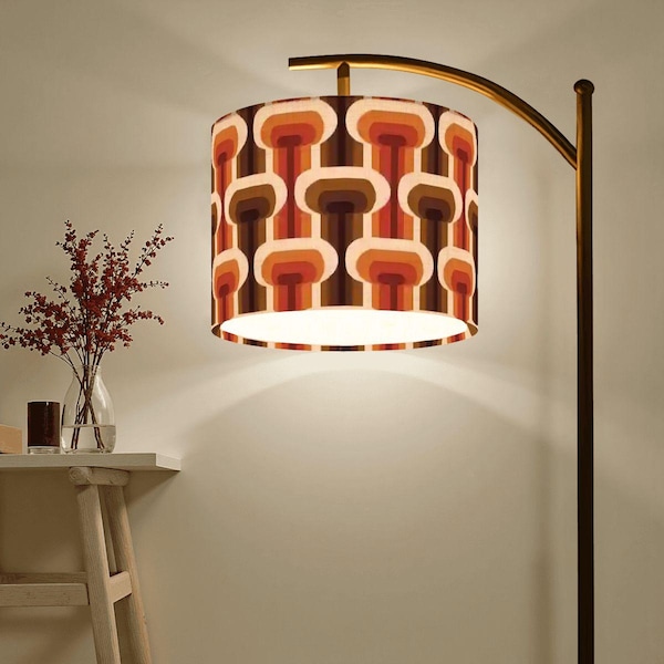 Mid Century Modern Arc Floor Lamp: Linen Shade, Adjustable LED Lighting