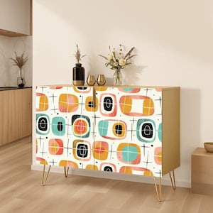 Mid Century Modern Bubble Cabinet, Retro Style Credenza, Wooden Storage Cabinet (Made in USA)