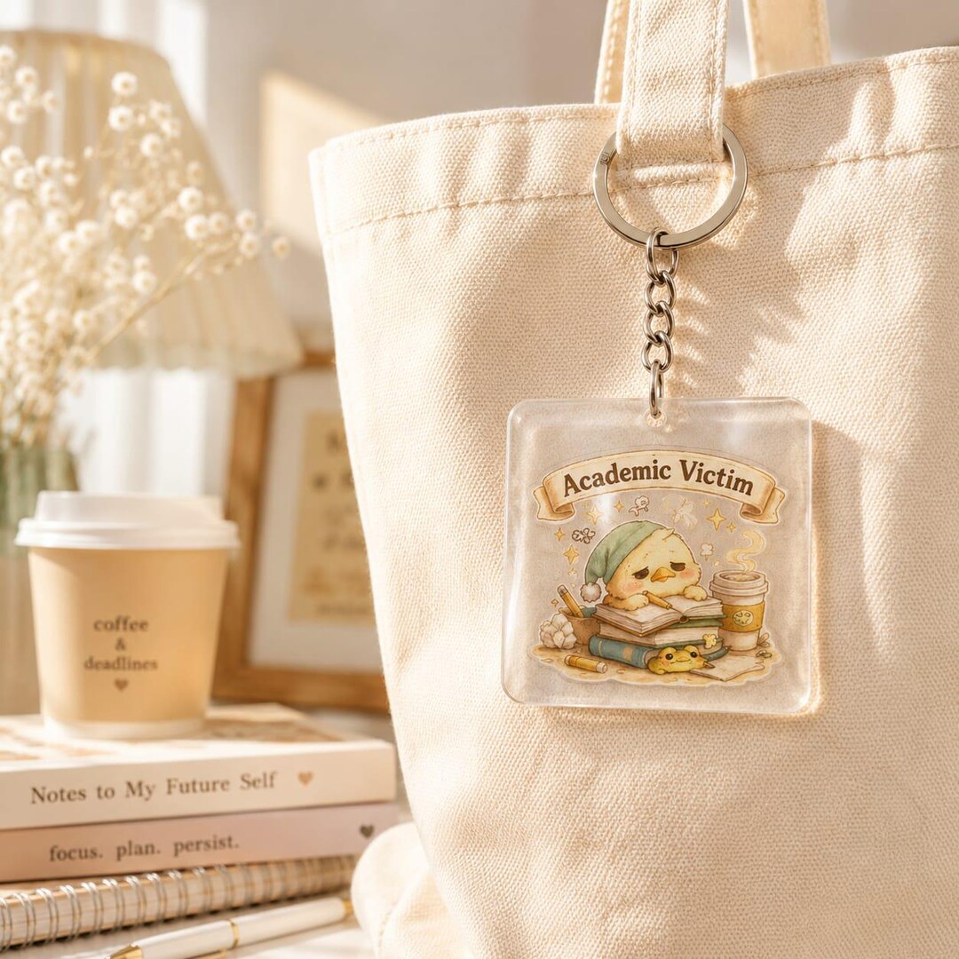 Academic Victim Keychain | Funny Student Gift | Cute Kawaii Study Charm ...