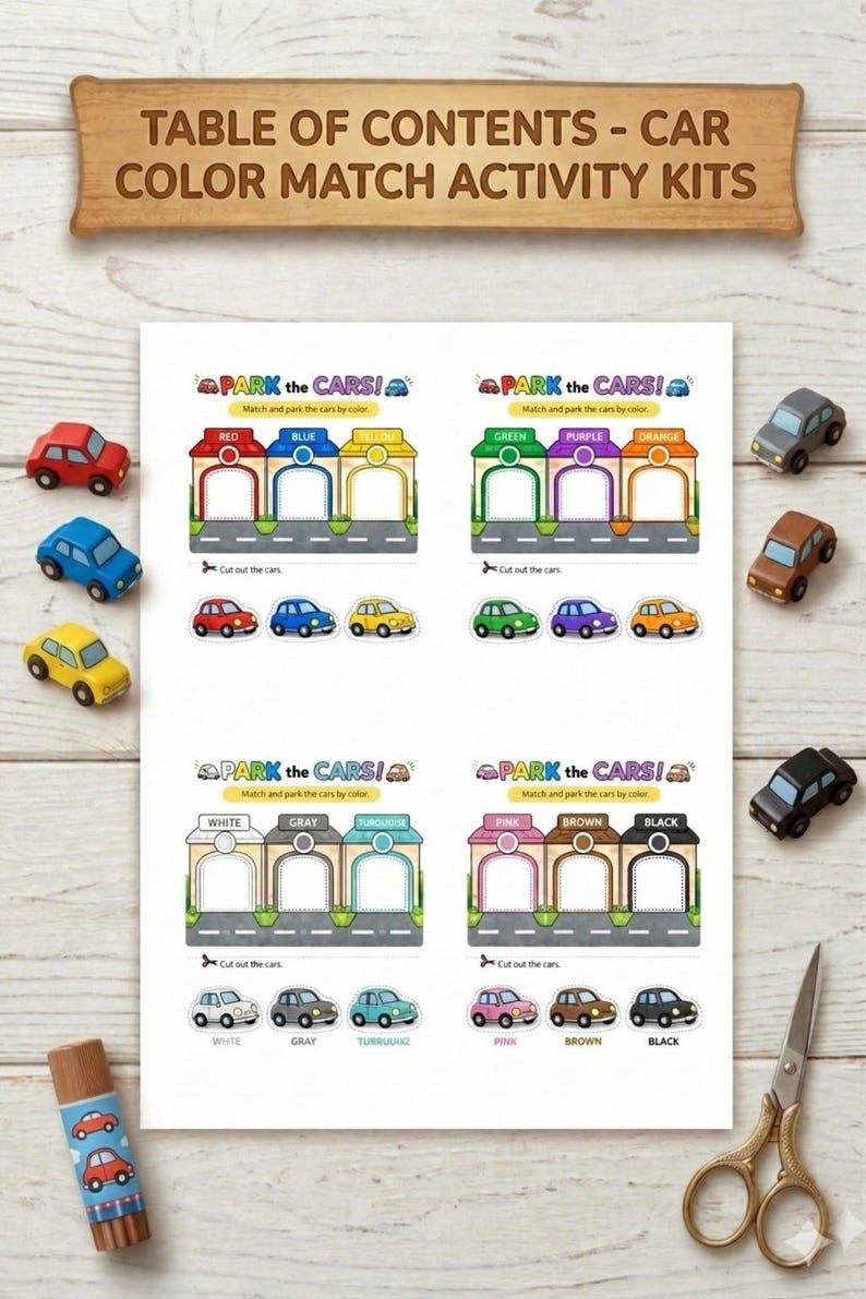 Car Color Matching Game for Toddlers Ages 3-5 Preschool Digital ...