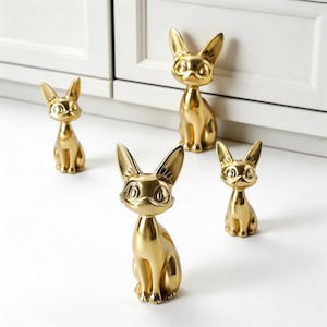 Brass Cat Drawer Knob: Nursery Closet Knobs, Brass Dresser Handle