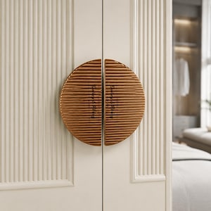 Poignée de meuble cannelée demi-lune, poignée de tiroir demi-cercle nervurée, bouton de meuble style français