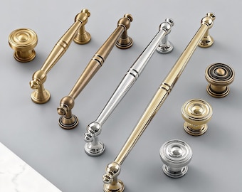 Brass Cabinet Handle, Dresser Drawer Knob, Gold Wardrobe Pulls