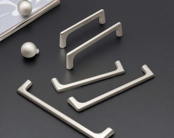 Minimalist Cabinet Knobs, Silver Drawer Pulls, Closet Handles