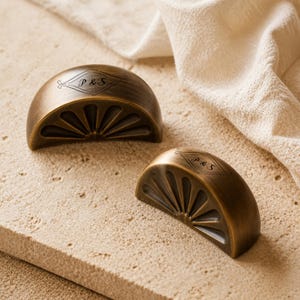 Orange Segment Brass Knob, Bronze Drawer Knob, Creative Handle