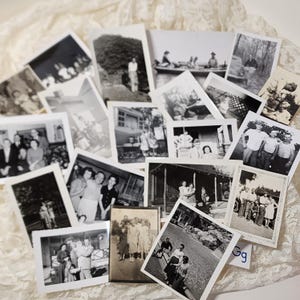 20 photos 1930-50&#39;s snapshot images family photographs men women children groups vintage paper art supplies ephemera lot junk journal G