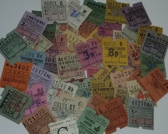 16 old British English Bus tickets color variety Vintage paper art supplies ephemera lot junk journal collage C