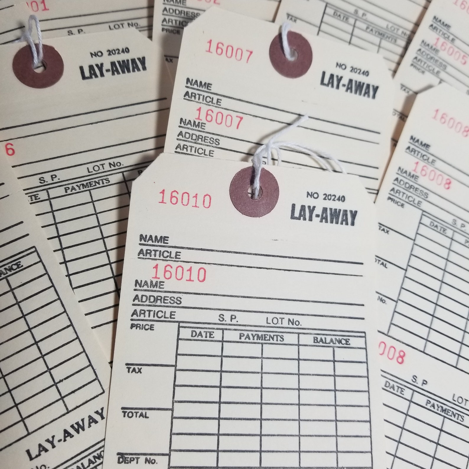 10 Layaway Tickets Merchandise Hang Tags Claim Check 2 Part Etsy