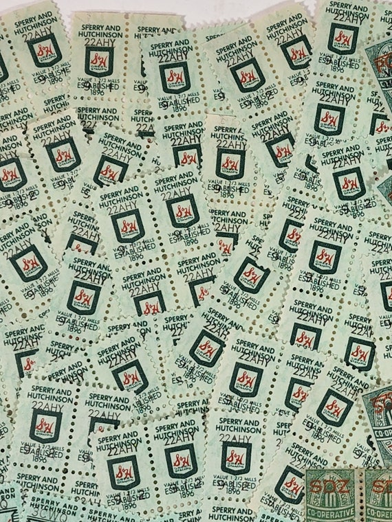 25 Blocks S&H Savings Stamps 100 Green Trading Stamps in Blocks of 4  Vintage Paper Art Supplies Ephemera Lot Collage Journal 
