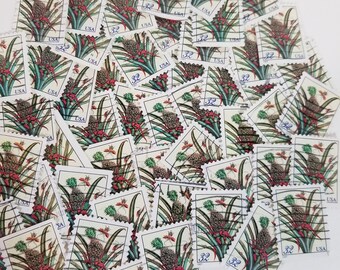 50 green postage stamps 1974 Kentucky Fort Harrod image used cancelled lot Vintage paper art supplies ephemera lot