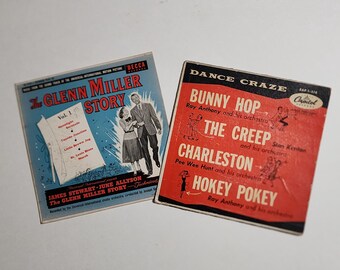 2 1950s illustrated record covers vinyl record sleeves cardboard record package paper art supplies ephemera