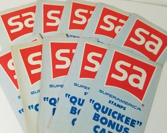 5 Super America savings stamp saver books unused Bonus Cards SA stamps Vintage paper art supplies ephemera lot junk journal