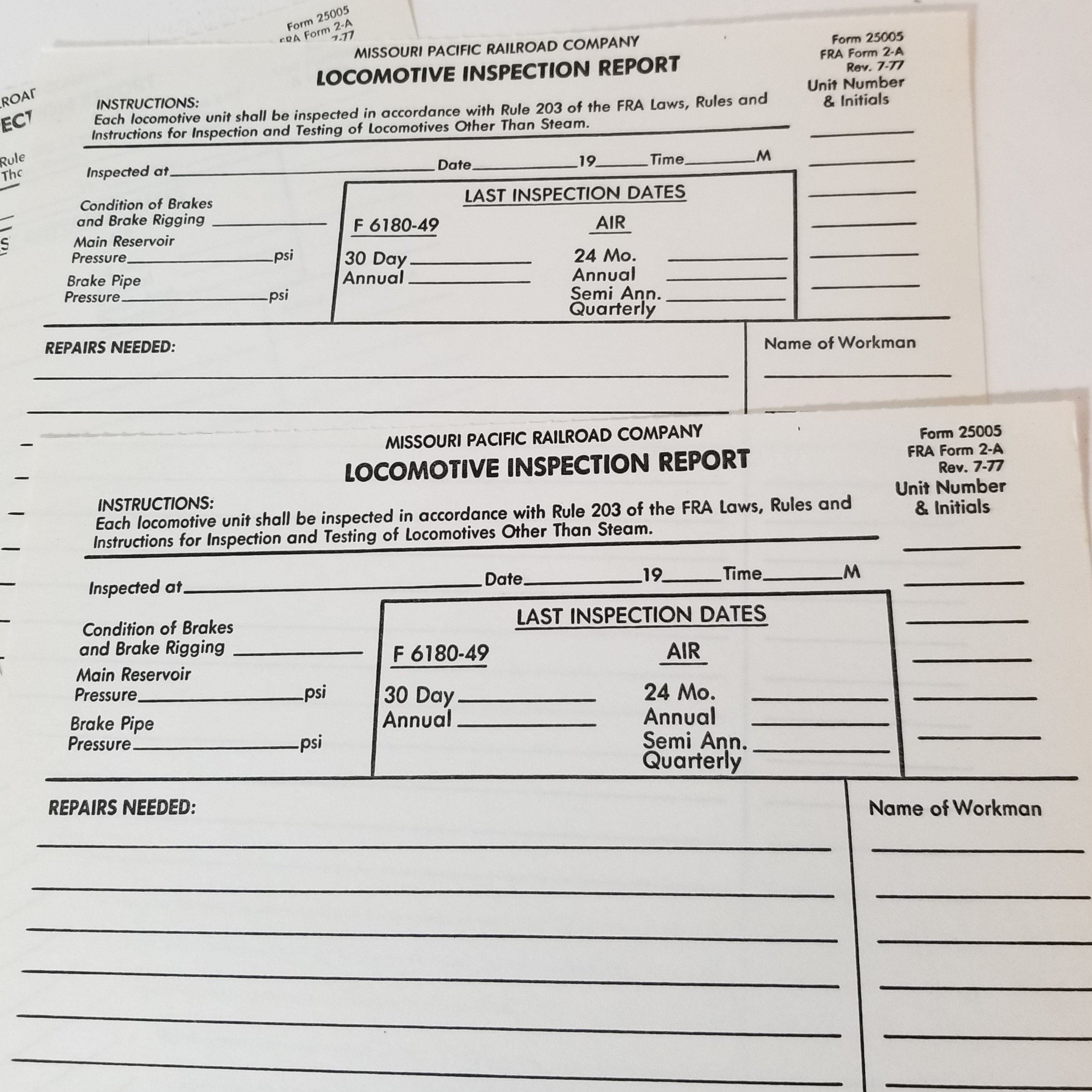 5 railroad locomotive inspection forms blank unused train - Etsy.de