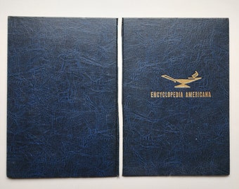 1960's Encyclopedia Americana Book Boards Blue Covers Gold