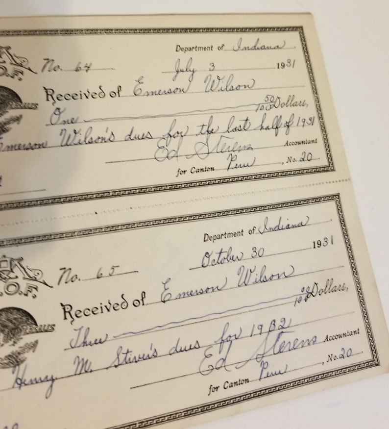 1930s handwritten receipt pages lodge fees antique papers etsy