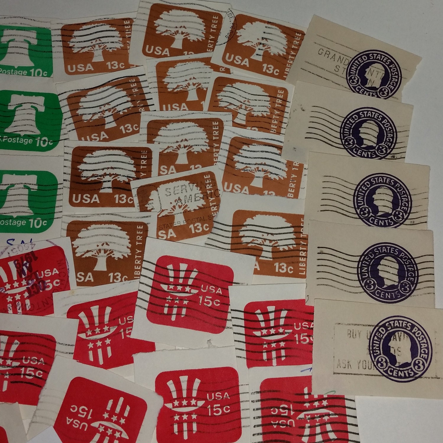 46 Embossed Postage Stamps Imprinted Paper Red Green Brown Etsy