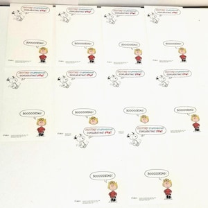 10 Peanuts note paper pages with Snoopy and Sally 1960&#39;s  comics Vintage paper art supplies ephemera lot Collage Junk Journal