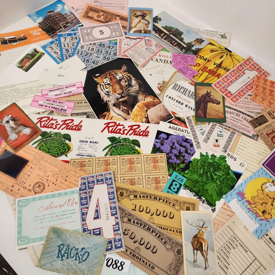 50 Piece Junk Journal Ephemera Pack Sample Pack Checks Receipts Cards ...