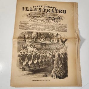 Frank Leslie&#39;s illustrated Newspaper April 30 1864 1960s reissue 16 page antique newspaper reprint vintage paper art supplies paper ephemera