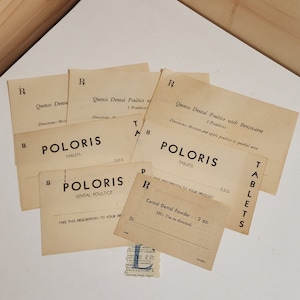 7 antique pharmacy papers dental medicine labels blank prescriptions dentist paper lot vintage paper art supplies ephemera lot junk journal