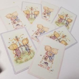 8 Betsey Clark playing cards 1970&#39;s children pastel colors Betsy Clark Hallmark cards boys girls vintage paper art supplies ephemera lot