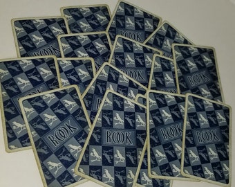 6 old Blue ROOK bird playing cards game cards Vintage paper art supplies ephemera lot junk journal supplies