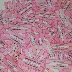 12-25-50 pink jukebox title strips pink labels ephemera vintage paper art supplies  junk journal scrapbook mixed media art